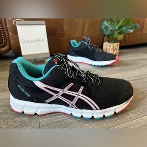 ASICS Rush 33 Ahar Black Pink & Blue Running Shoes. Size 8.5.